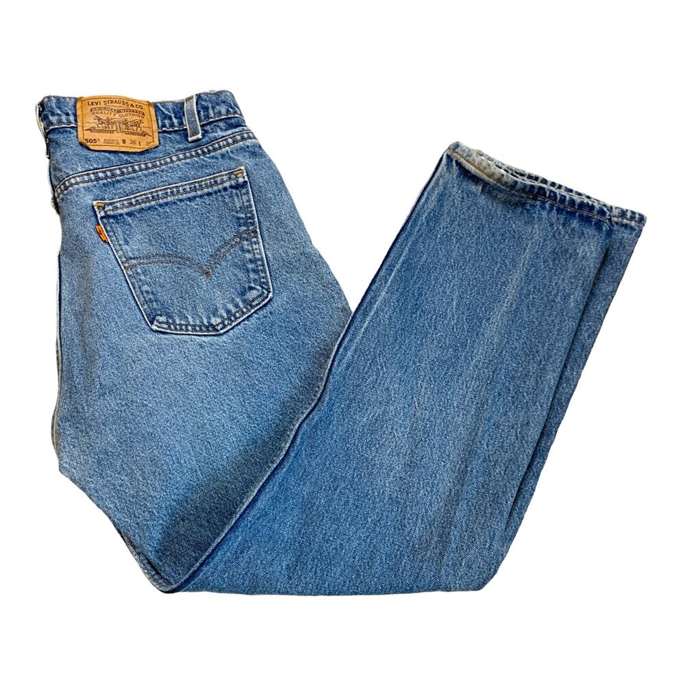 Levi’s Vintage Orange Tab 505 Medium Wash Denim Jeans Relaxed Straight Leg